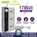 Bavin 3 Power Socket Extension 17W with 5 Slot 3.4A Universal AC USB Charger HUB PC512. 