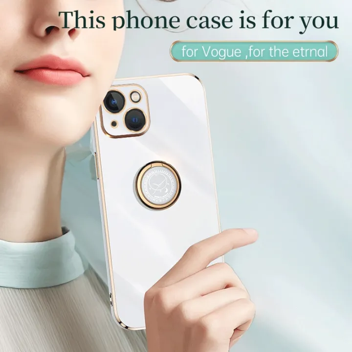 For%20iPhone%2013%20XINLI%20Straight%20Edge%206D%20Electroplate%20TPU%20Phone%20Case%20with%20Ring%20Holder%20-%20Image%203