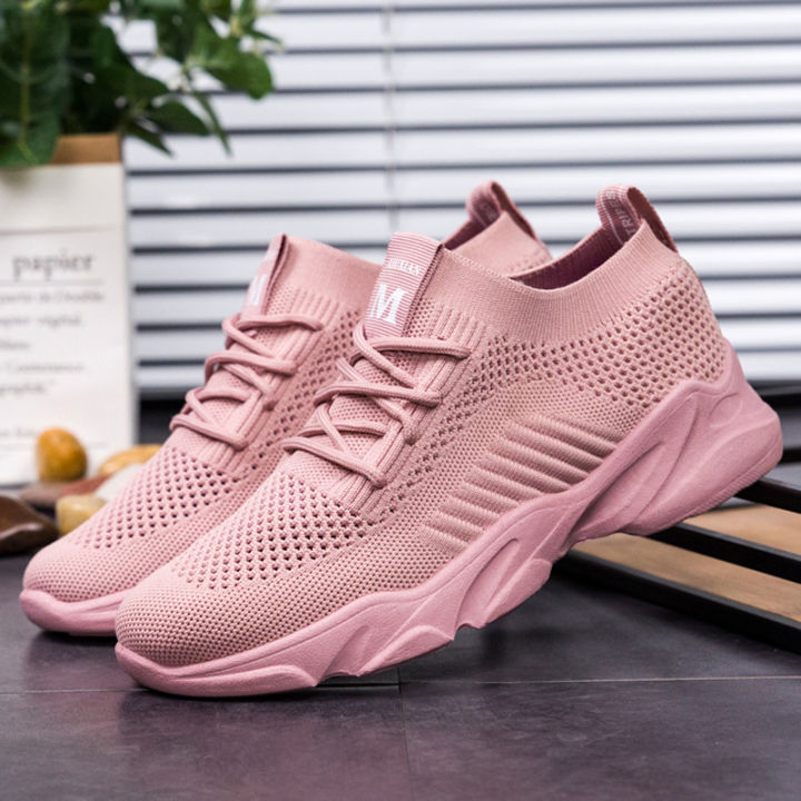 School Girls Shoes New Flying Woven Mesh Sneakers Flat Versatile Korean Edition Women's Casual Shoes Autumn New Running Shoes