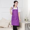 Adjustable Waterproof Fashion Solid Cooking Kitchen Bib Canvas Apron Dress With Pocket Side Wipes.