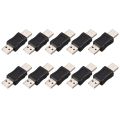10X USB A Male to Male Connector Adapter Black. 