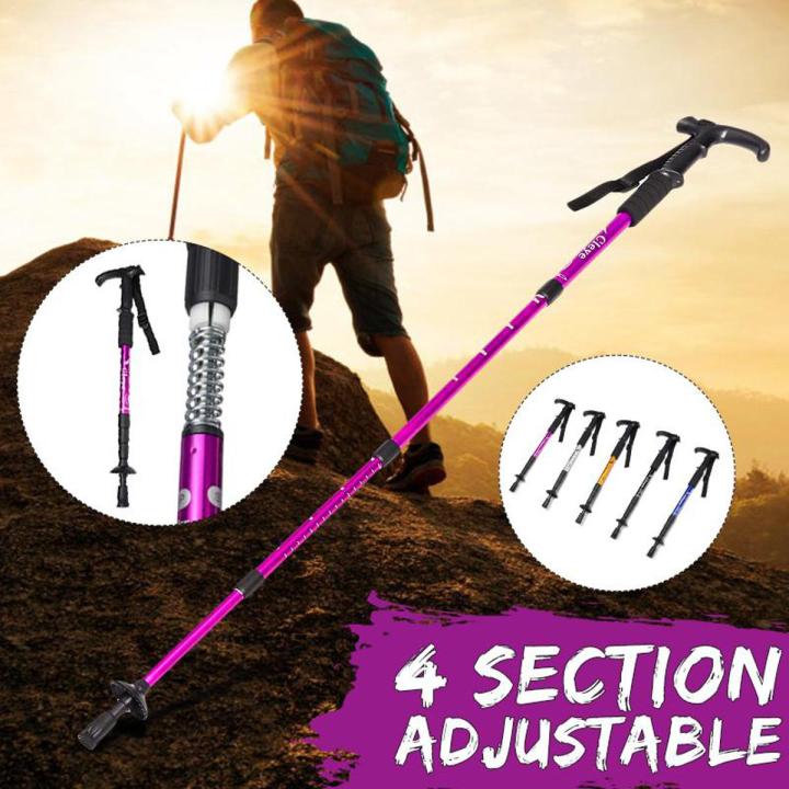Practical 53-120cm Useful Portable Foldable Hiking Walking Stick Trekking Pole Alpenstock Anti-shock Anti-skid