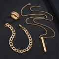 3pcs/set Mens Stainless Steel Glamour Chain Bracelet & Ring Set for Men. 