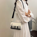 Fashion Note Girl Piano Black & White Small Square Bag New Bag Bag Women's Bag One Shoulder Crossbody Bag.
