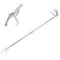 MeterMall 1.2M/1.5M Foldable Snake Catcher Tongs Multipurpose Stainless Steel Wide Jaw Reptile Grabber Stick Tools. 