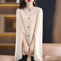 AW22 100% Cashmere Round Neck Sleeveless Knit Top Cape Cardigan Coat Loose And Lazy. 