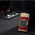 Rocker Arm Automatic Ignition Lighter Straight To Blue Flame watch Lighter Creative Real Dial Windproof Lighter Men's Gift. 