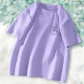 Taro Purple Cotton Short Sleeve T Women's T-shirt Loose All-Matching Top Summer round Neck Korean Style ins Wind Half Sleeve. 