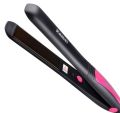KM-328 Professional Hair Straightener - Black and Pink.