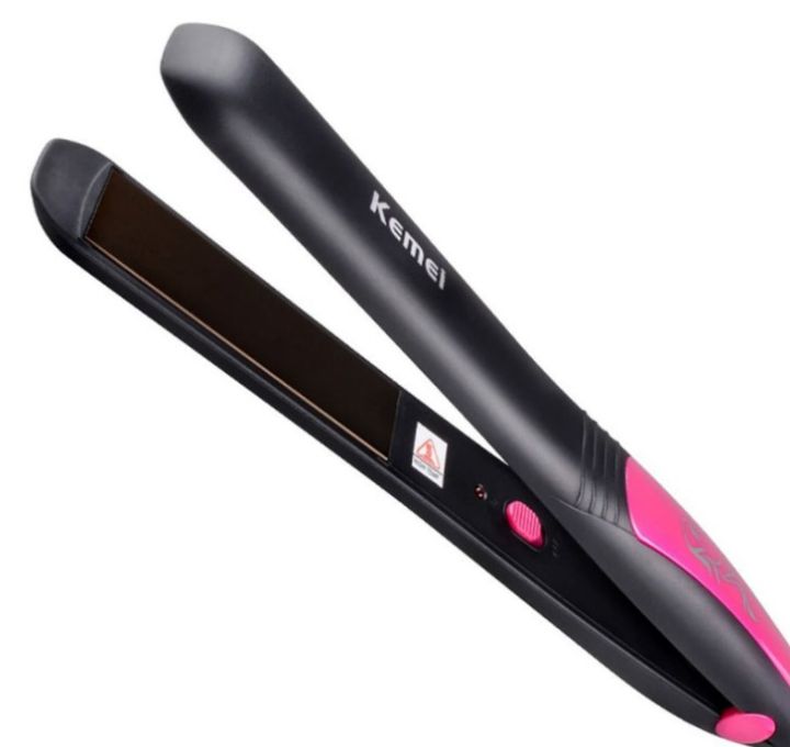 KM-328 Professional Hair Straightener - Black and Pink