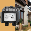 Waterproof Socket Outdoor Wall Power Socket IP66 Waterproof Weather Dust Proof Sockets for Garden Garage Basement EU Plug.