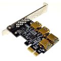 New 4 Ports PCIe Riser Adapter Board PCI-E 1x to 4 USB 3.0 PCI-E Rabbet GPU Riser Extender Ethereum ETH/Monero XMR/Zcash ZEC 16X External Slot Card Multiplier for Miner Mining BTC.