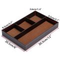2PCS 4 Slots Desk Drawer Organizer with PU Leather Collection Letter Tray Brown Single Layer. 