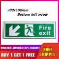 Waterproof Emergency Fire Exit Sign Decal Sticker All Direction Arrows 300x100mm. 