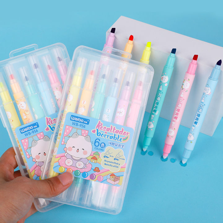 Weibo%20Stationery%20Student%20Color%20Double-Headed%20Fluorescent%20Pen%20Marking%20Pen%20Points%20Children's%20Good-looking%20Cute%20Journal%20Pen%20-%20Image%204