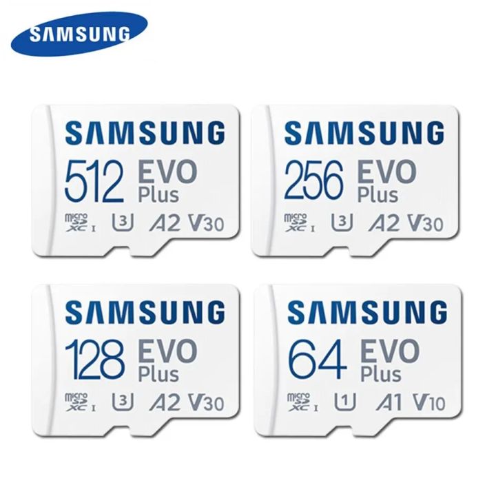 Samsung 512GB 256GB 128GB A2 V30 Memory Card EVO Plus Micro SD