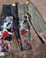 Hip Hop Punk Embroidery Printed Baggy Jeans Y2k Jeans Men Heavy Craftsmanship Retro Style Wide Leg Pants Goth Ripped Jeans Hot. 