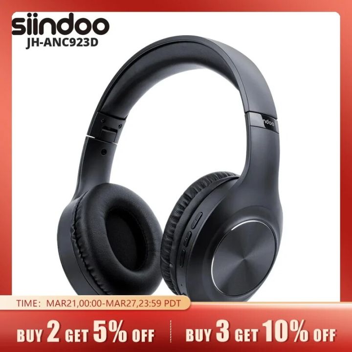 Siindoo JH-ANC923 Active Noise Cancelling Wireless Headset Foldable Over-Ear Bluetooth Headphone With Mic Hi-Fi Stereo Deep Bass