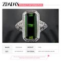 ZDADAN 925 Sterling Silver Big Square Emerald Gemstone Ring For Women Wedding Jewelry Accessories Wholesale.