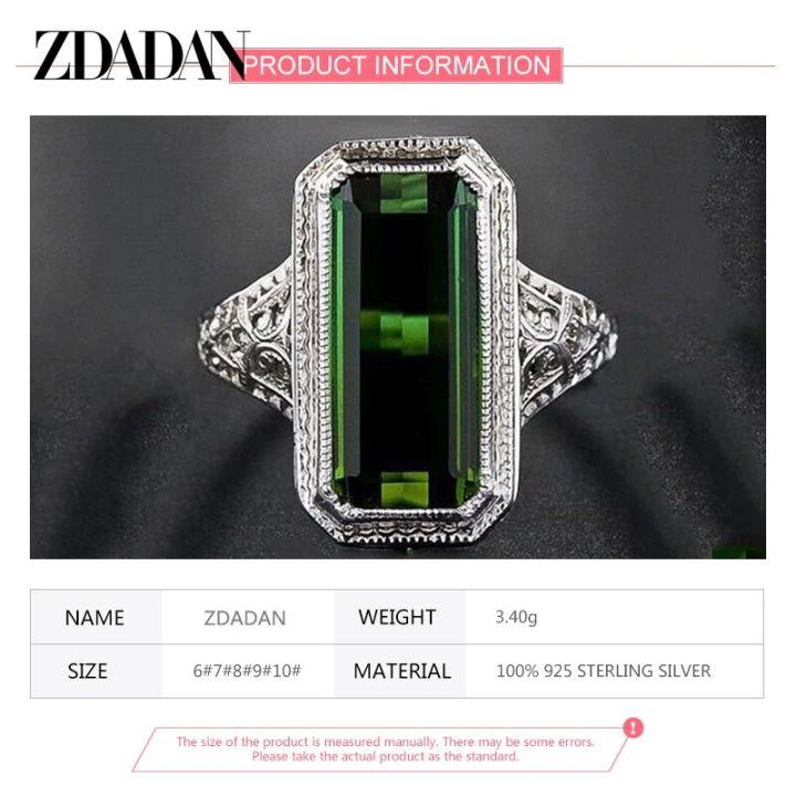 ZDADAN%20925%20Sterling%20Silver%20Big%20Square%20Emerald%20Gemstone%20Ring%20For%20Women%20Wedding%20Jewelry%20Accessories%20Wholesale%20-%20Image%206