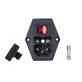 AC 3Pin 10A 250V Power Switch AC Power Socket With Red Triple Rocker Switch Tripod Feet Of Copper With Fuse For 3d Printer.