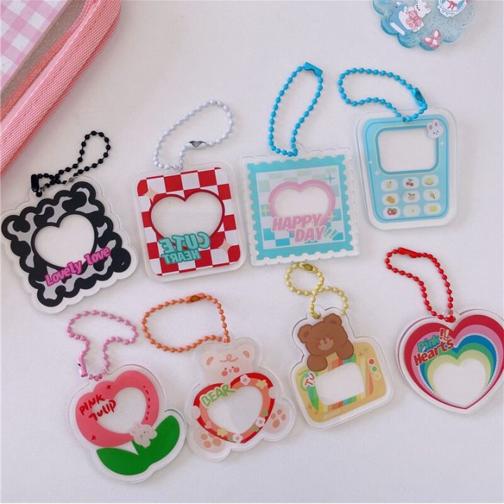 Cartoon Korea DIY Photocard Keychain Kpop Idol Star Photo Picture Frame Keyring Key Holder Gift Photo Display
