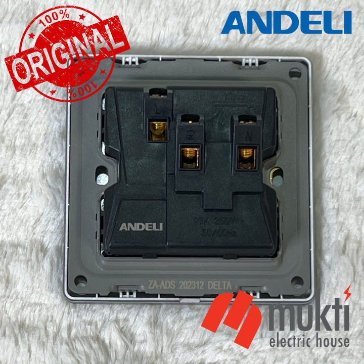 Andeli%20Delta%20Series%20Grey%2013A%20Two%20&%20Three%20Pin%20Multi-Function%20Universal%20Socket%20without%20Switch%205%20Pin%20Electrical%20Wall%20Outlet%20-%20Image%202