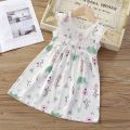 2025 new girl baby round neck dress children flowers cotton skirt 0-5 Years. 