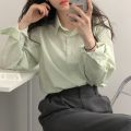 Spring and Autumn New Pure Color Korean Style Long-Sleeved Shirt Women's Design Sense Minority All-Match Casual Overshirt.