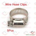 5Pcs- Heavy Duty Stainless Steel Hoses Clamp 6-20mm Clips Adjustable Screw Clamp For Joining Pipe. 