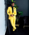 Men's Yellow Suits Slim Fit Single Breasted Wedding Formal Party Wear 2 Pieces Trajes De Boda Para Hombre Completos.