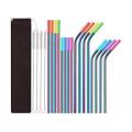 Individual 16 Pack Rainbow Color Reusable Metal Straws with Silicone Tip Colored Long Stainless Steel Straws Drinking Straw. 