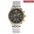 Titan 1734BM01 Black Dial Analog Chronograph Watch For Men- Silver. 