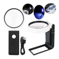 ZOROOM 3pcs Magnifying Glass with Light and Stand, Hands Free Handheld 6X 25X Adjustable Folding Magnifier with LED Lighted. 