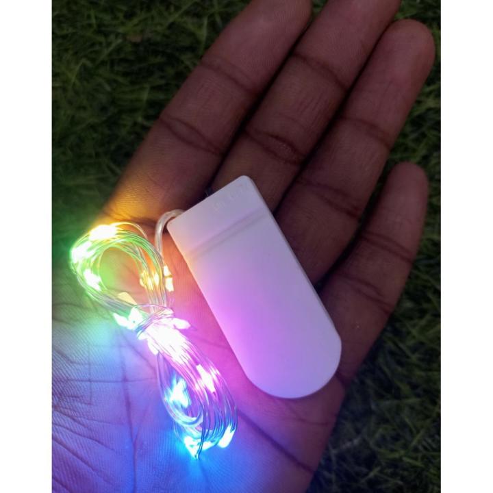 2M 20 LED Button Battery Operated LED Copper Wire String Light
