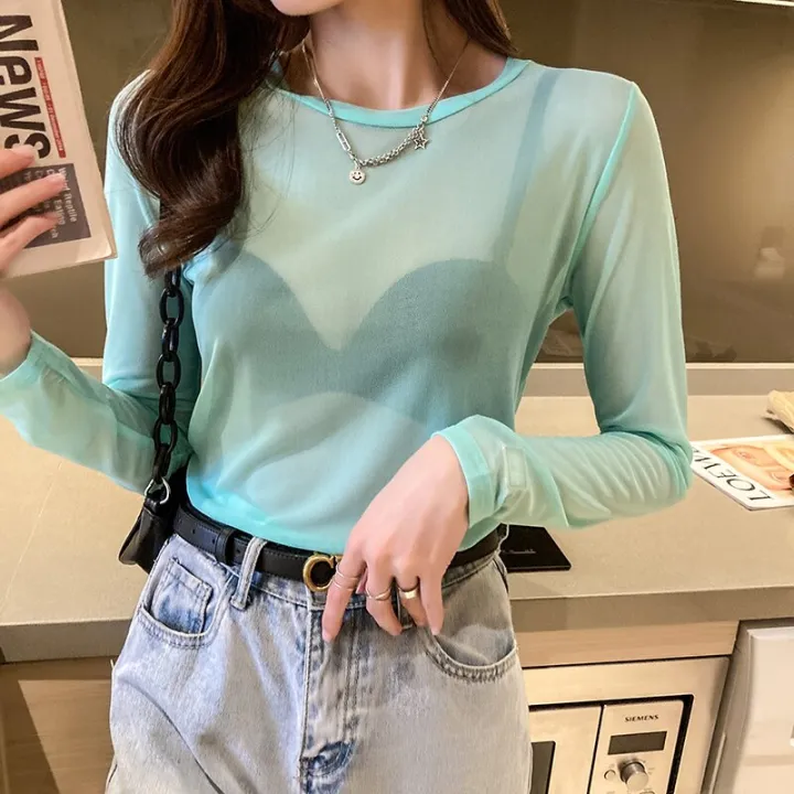 Women%20T%20Shirt%20See%20Through%20Transparent%20Mesh%20Tops%20Long%20Sleeve%20Sheer%20Slim%20Ladies%20O-neck%20Color%20Silk%20T-Shirt%20Lace%20Crop%20Top%20-%20Image%202
