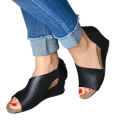 Foreign trade plus-size sandals 2020 spring new European and American Amazon premium breathable fish mouth wedge heel high heel women's shoes.