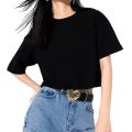 Premium Quality Drop Shoulder OverSize Black Crop Top For Girls.