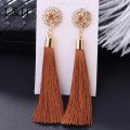 【beauty code store】L&H Tassel Earrings For Women 2023 Fashion Drop Earrings Jewelry Vintage Crystal Silk Long Earrings. 