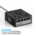 260W USB C GaN Charger Wireless Charger PD3.1 QC3.0 Fast Charger PPS 5-Port Fast Charging for MacBook Pro iPhone Samsung Laptop. 