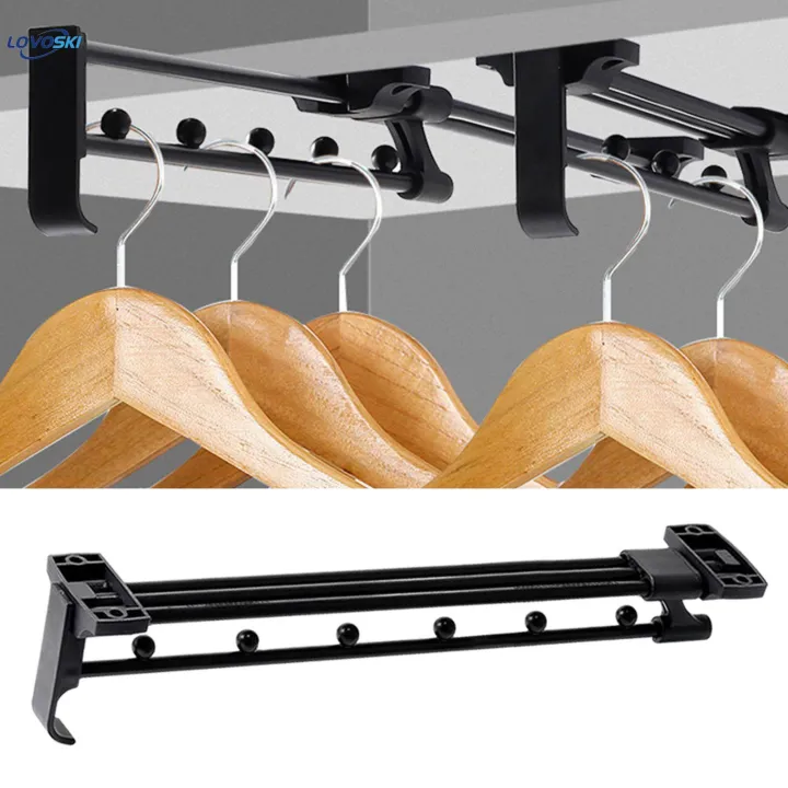 Pull Out Clothes Hanger Rod Heavy Duty Telescopic Closet Organizer Rack Wardrobe Clothing Rail 35cm