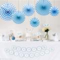 Light Blue Hanging Paper Fans Party Decoration For Anniversary, Birthday, Baby Shower, Valentine Day, Home, Restaurants and Showroom Decoration- (Pack of 6 Pcs). 