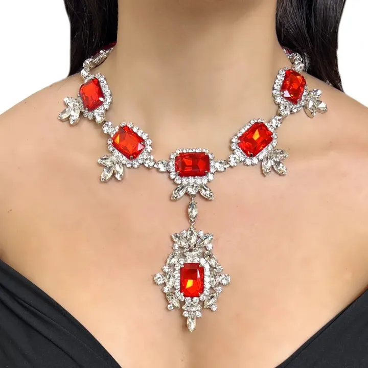 Jewelry%20set%20with%20high-end%20red%20fashion%20bride's%20wedding%20rhinestone%20necklace%20pendant%20earrings%20runway%20accessories%20-%20Image%202