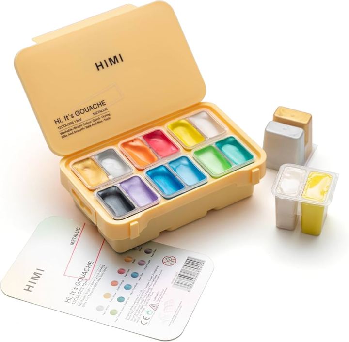 HIMI Metallic Gouache Paint Set Jelly Cup (12g) - 12 Colors