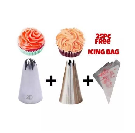 2D+1M Large Baking Tips+25Pcs Paiping Bag Free | Daraz.com.bd