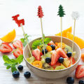 50Pcs Christmas Bamboo Food Picks Toothpicks Santa Dessert Buffet Fruit Salad Christmas Decoration New Year Xmas Party Supplies.