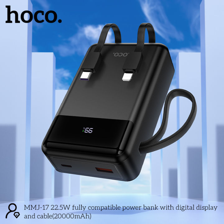 Hoco DYM12 22.5W Fully Compatible 20000mAh Power Bank with Built-in Cables – Fast, Portable, Ready for Bangladesh by ast