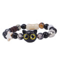 Cute Stone Black Cat Bracelet for Women Men Fashion Cartoon Animal Beaded Bracelets Handmade Fashion Girl Jewelry Gifts.