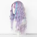 Synthetic Long Purple Blue Mix Curly Raya and The Last Dragon Sisu Cosplay Wig for Women Costume Wig for Halloween. 