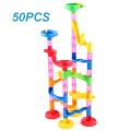 Marble Run Race Track Building Blocks Kids 3D Maze Ball Roll Toy DIY Educational Bricks Coaster Set For Children Gifts-50pcs.